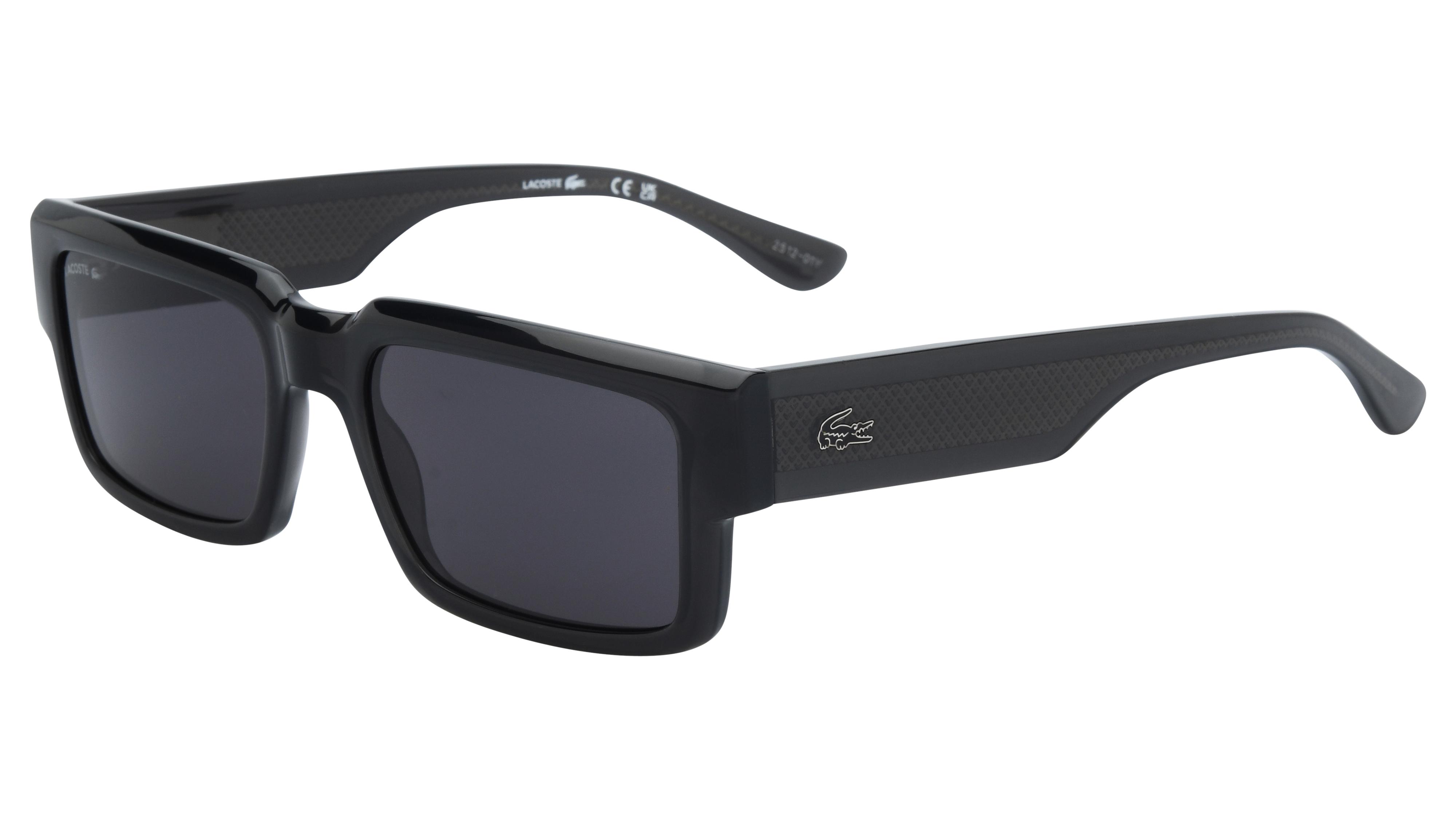 Lunettes de soleil Lacoste Mixte Noir Rectangle L6082S Trois-Quart