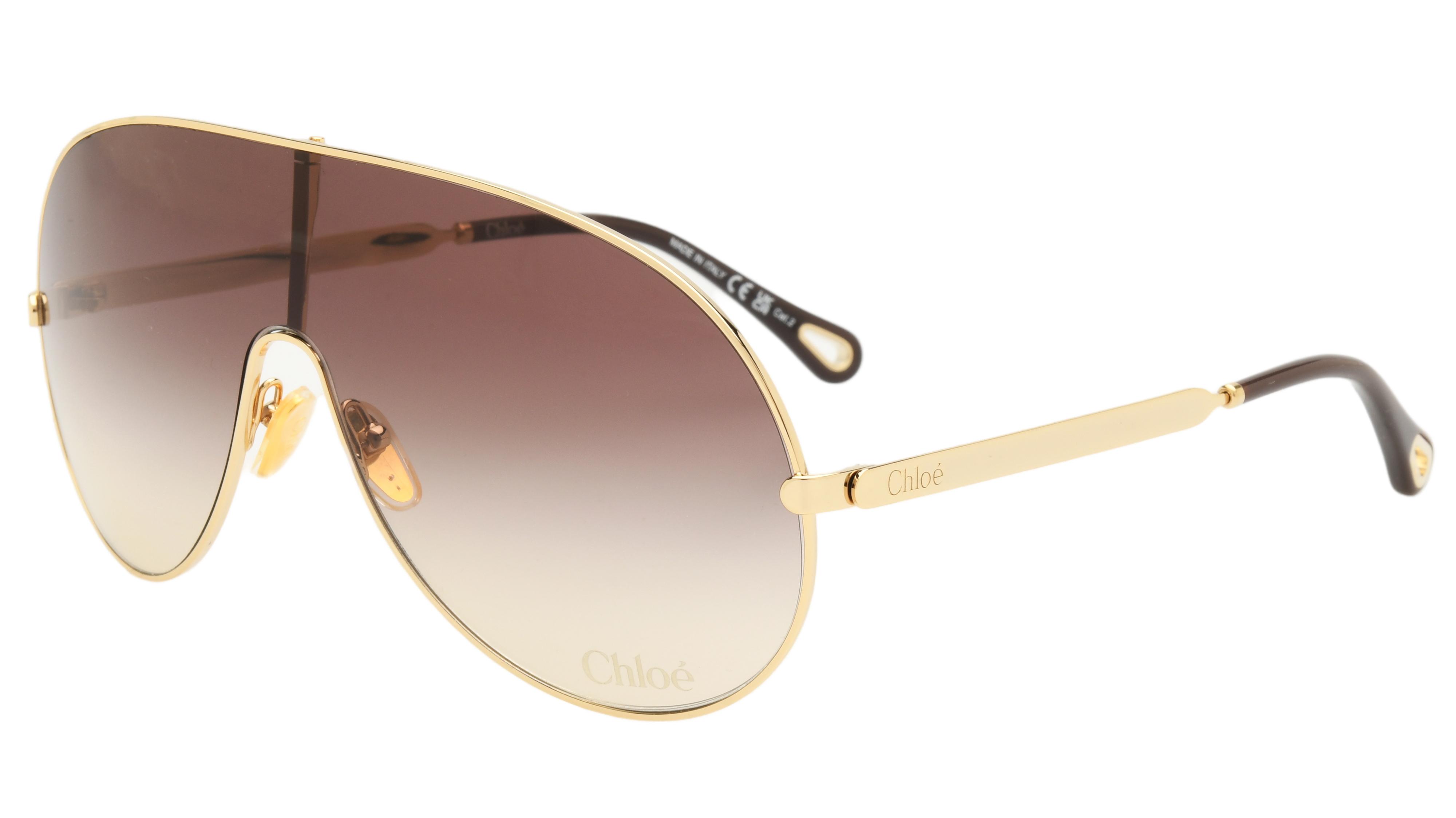 Lunettes de soleil Chloé Femme Or Rectangle CH0283S Trois-Quart