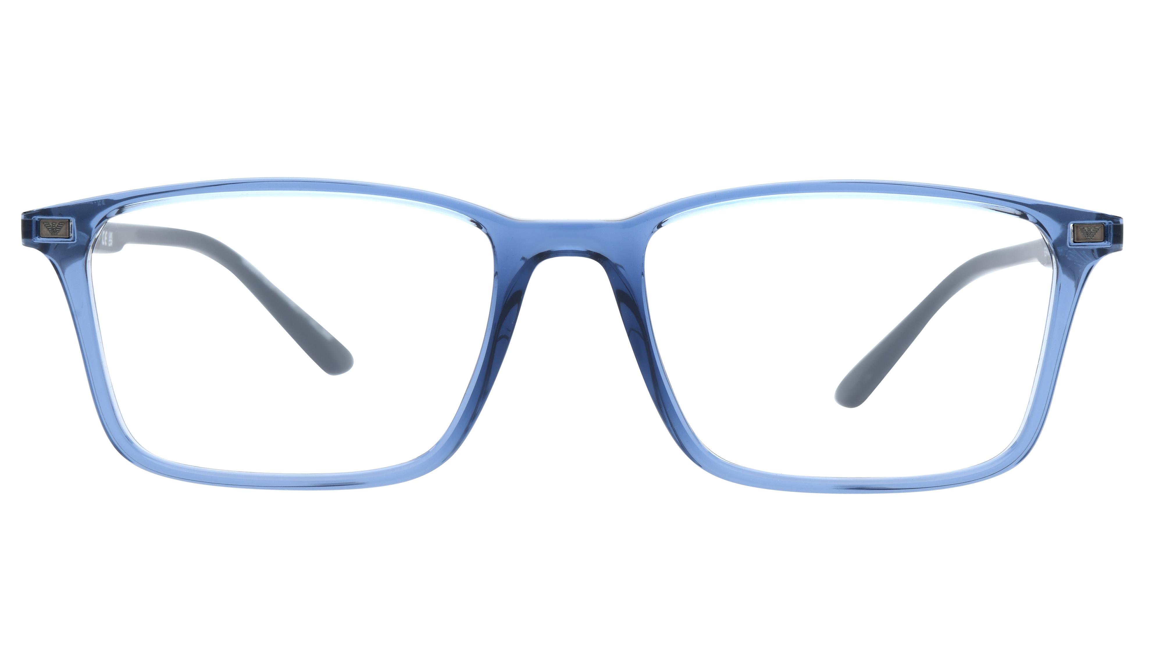 Lunettes de vue Emporio Armani Ea3237 6108 Bleu Cristal Fo Rectangle Krys
