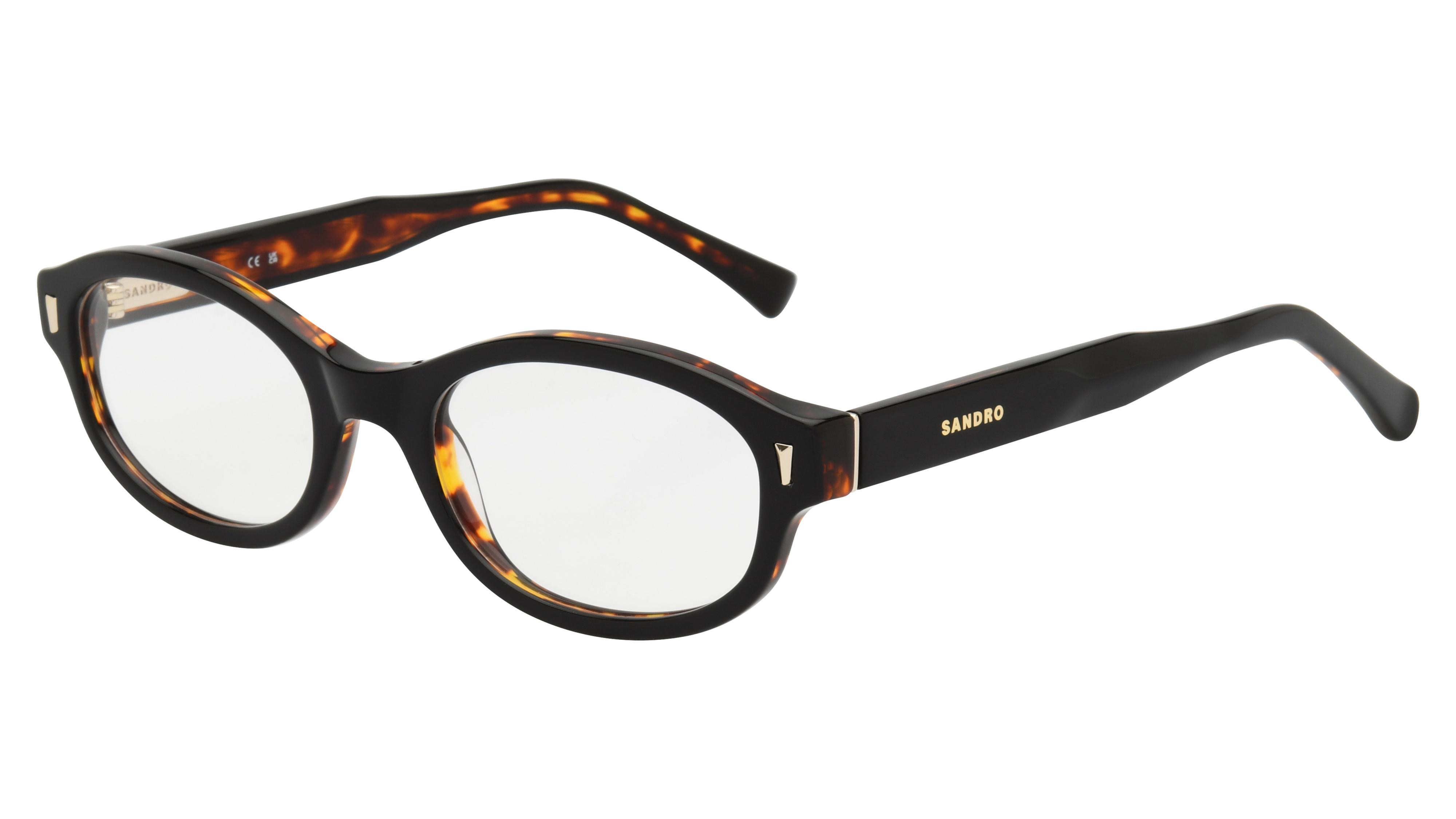 Lunettes de vue Sandro Femme Noir Ronde SD2084 Trois-Quart