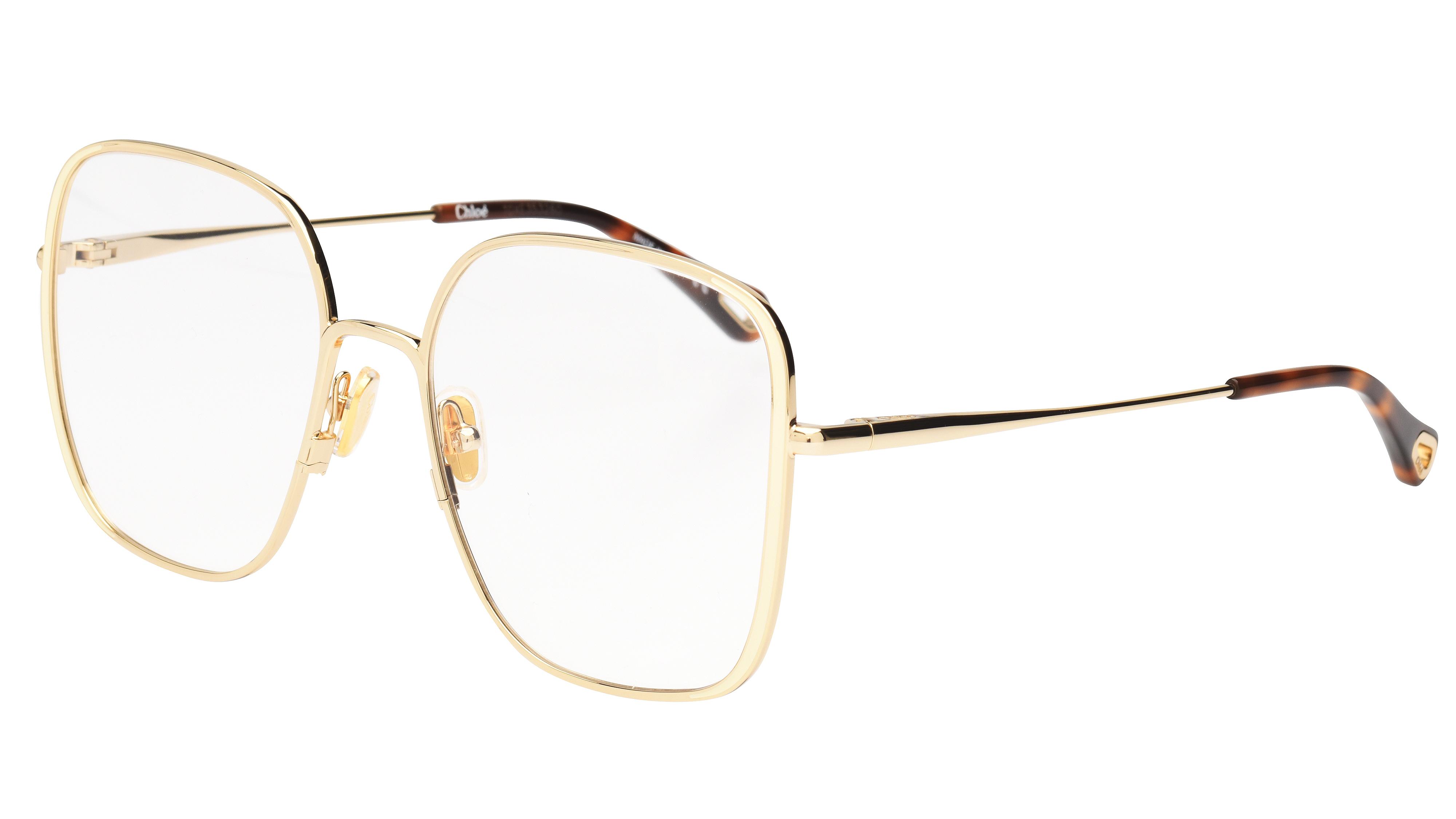 Lunettes de vue Chloé Femme Or Carré CH0038O Trois-Quart