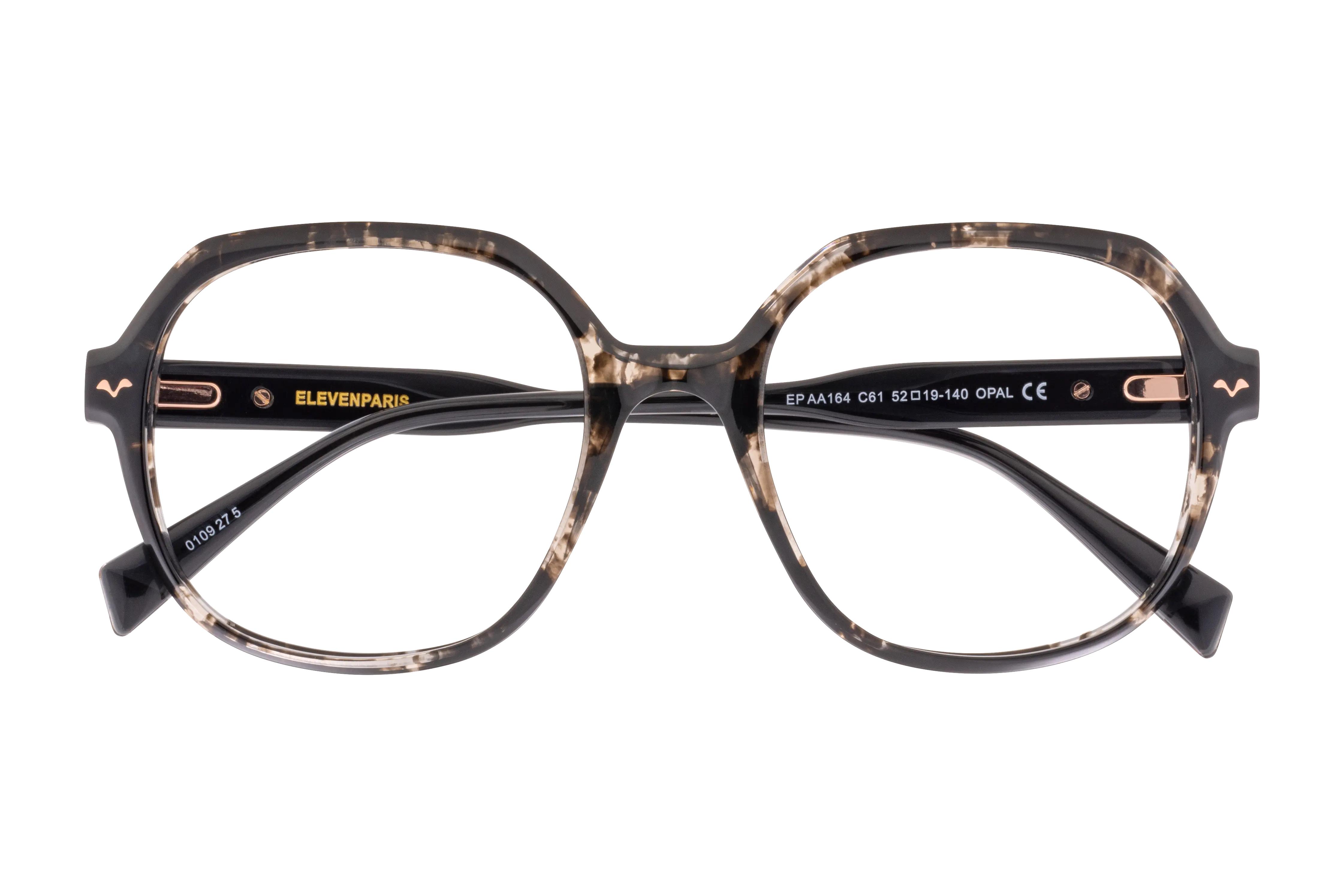 Lunettes de vue Eleven Paris  Noir Carré EPAA164C61 Face