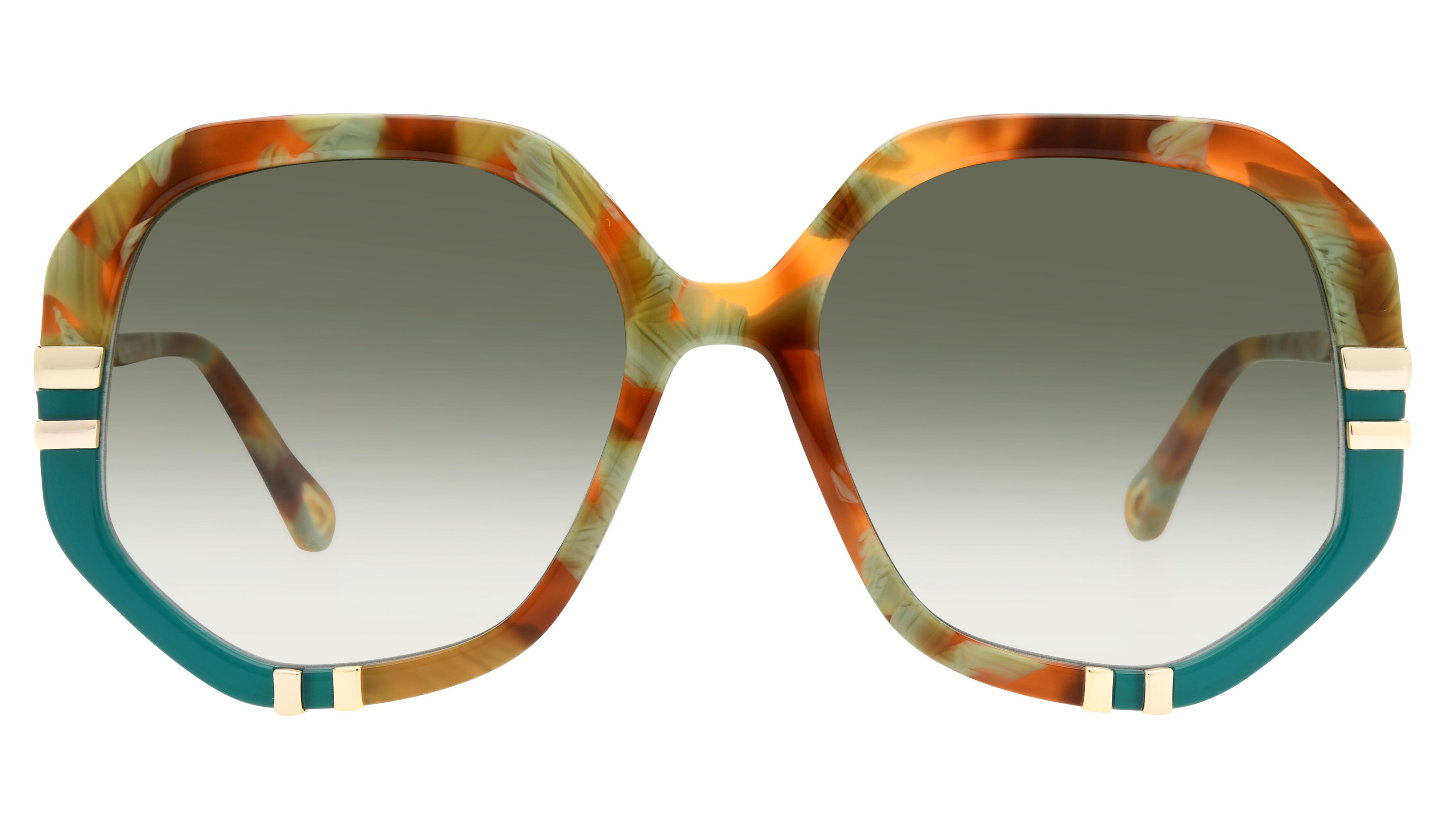 Lunettes de soleil Chloe Ch0105S 10 Vert Brillant Carre Krys