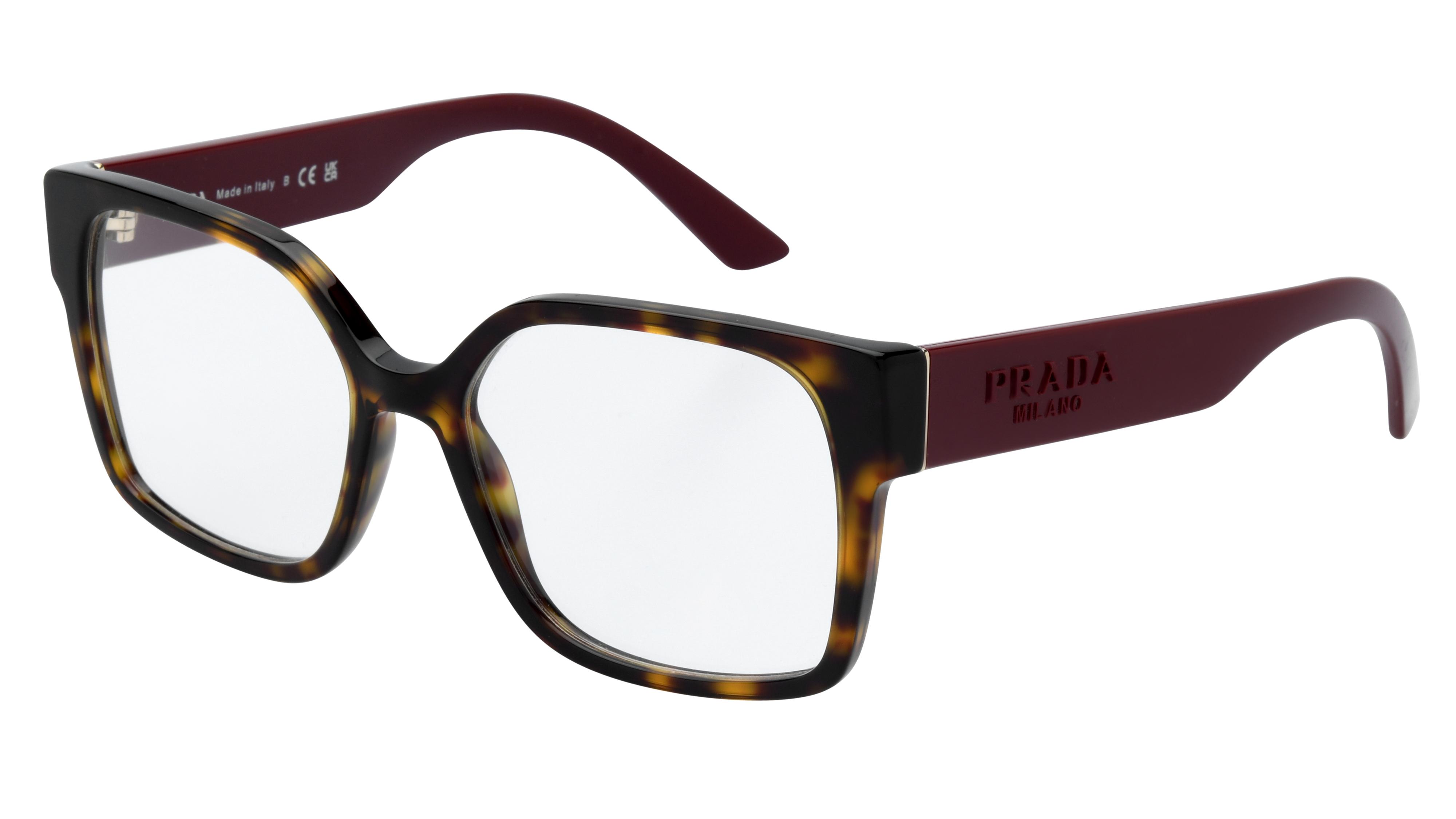Lunettes de vue Prada Femme Écaille Rectangle Pr10Wv Trois-Quart