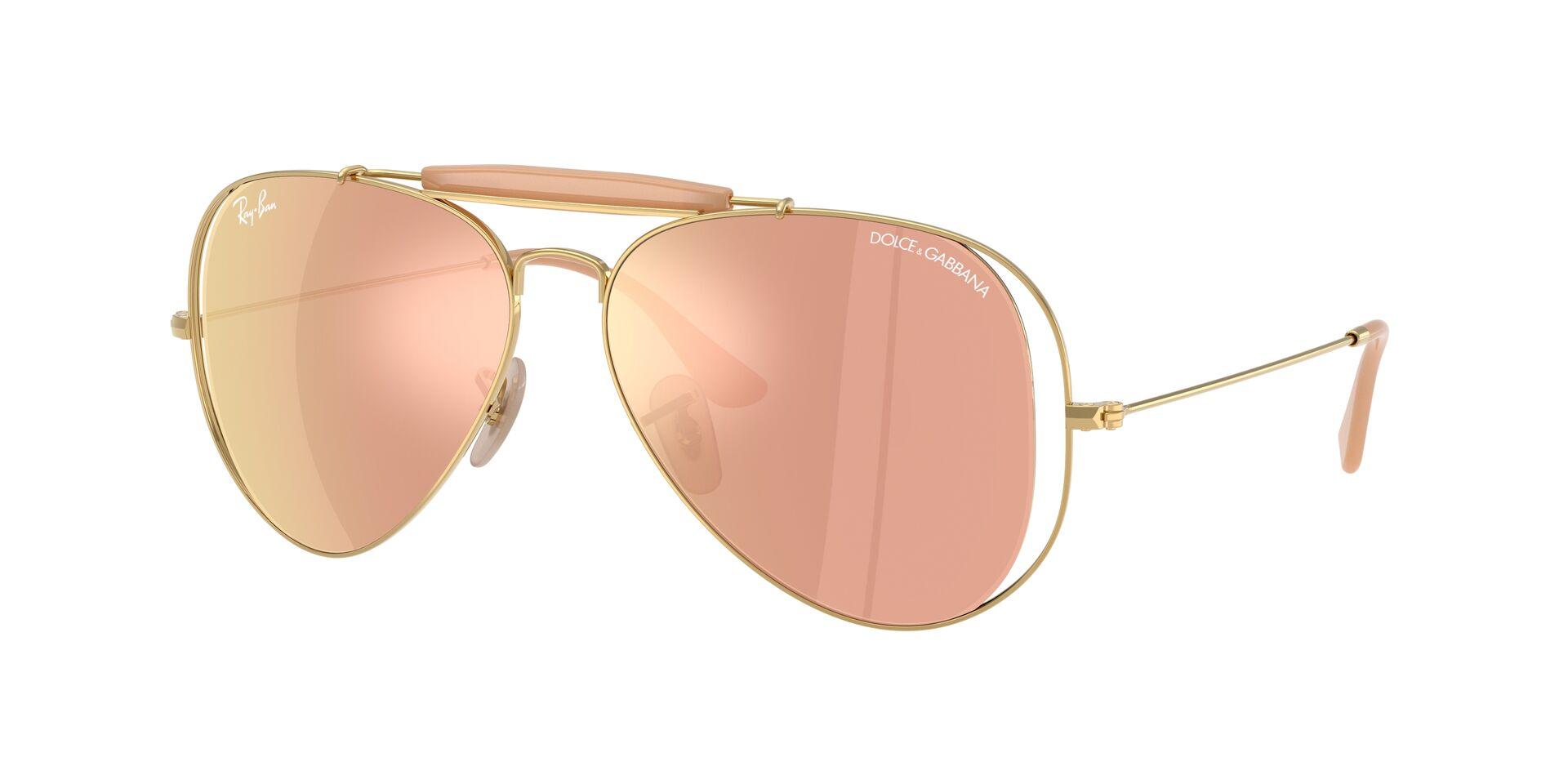 Lunettes de soleil Ray-Ban Mixte Or Aviateur Rb3029M Droite