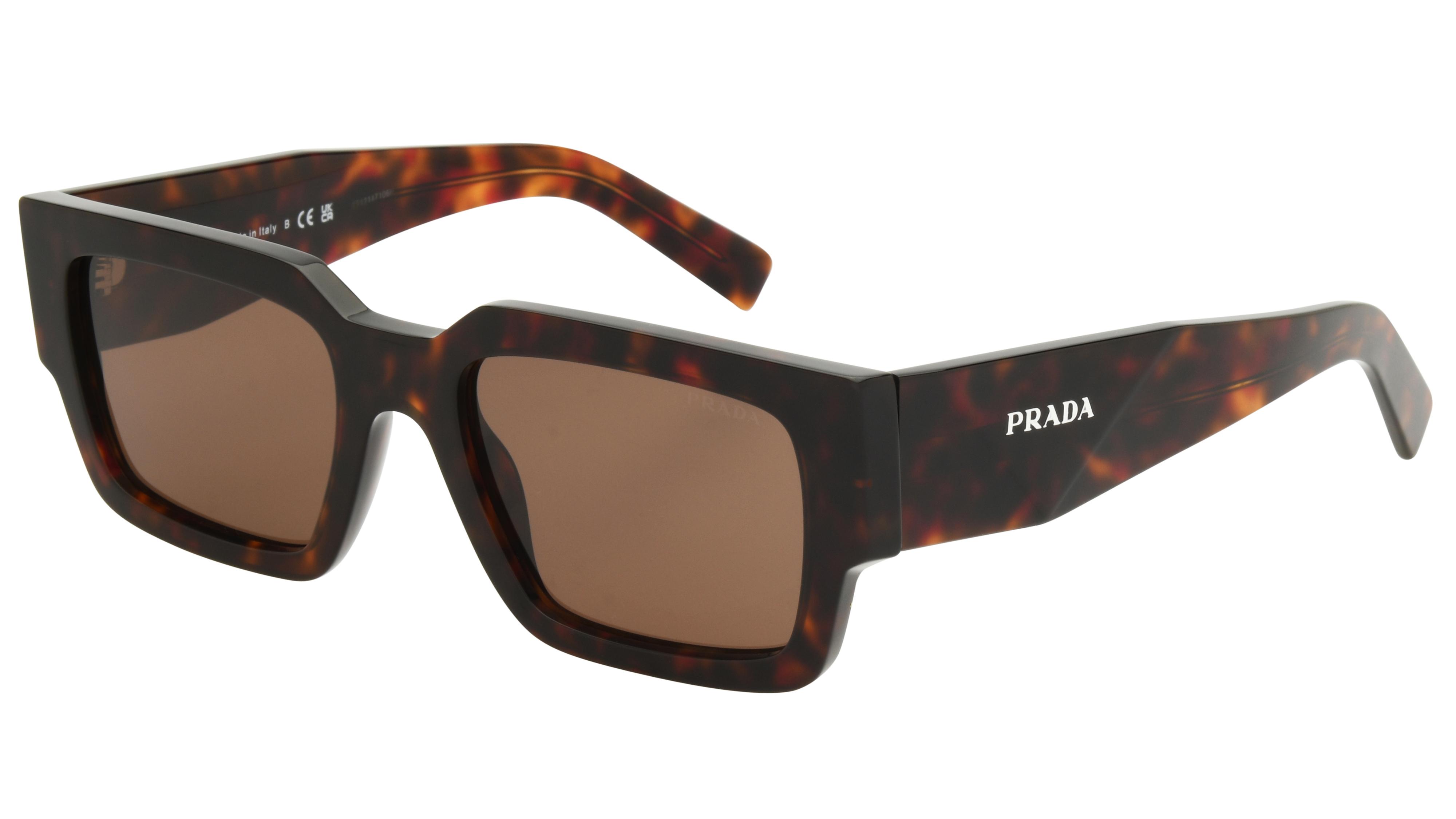 Lunettes de soleil Prada Homme Écaille Rectangle PRB17S Trois-Quart