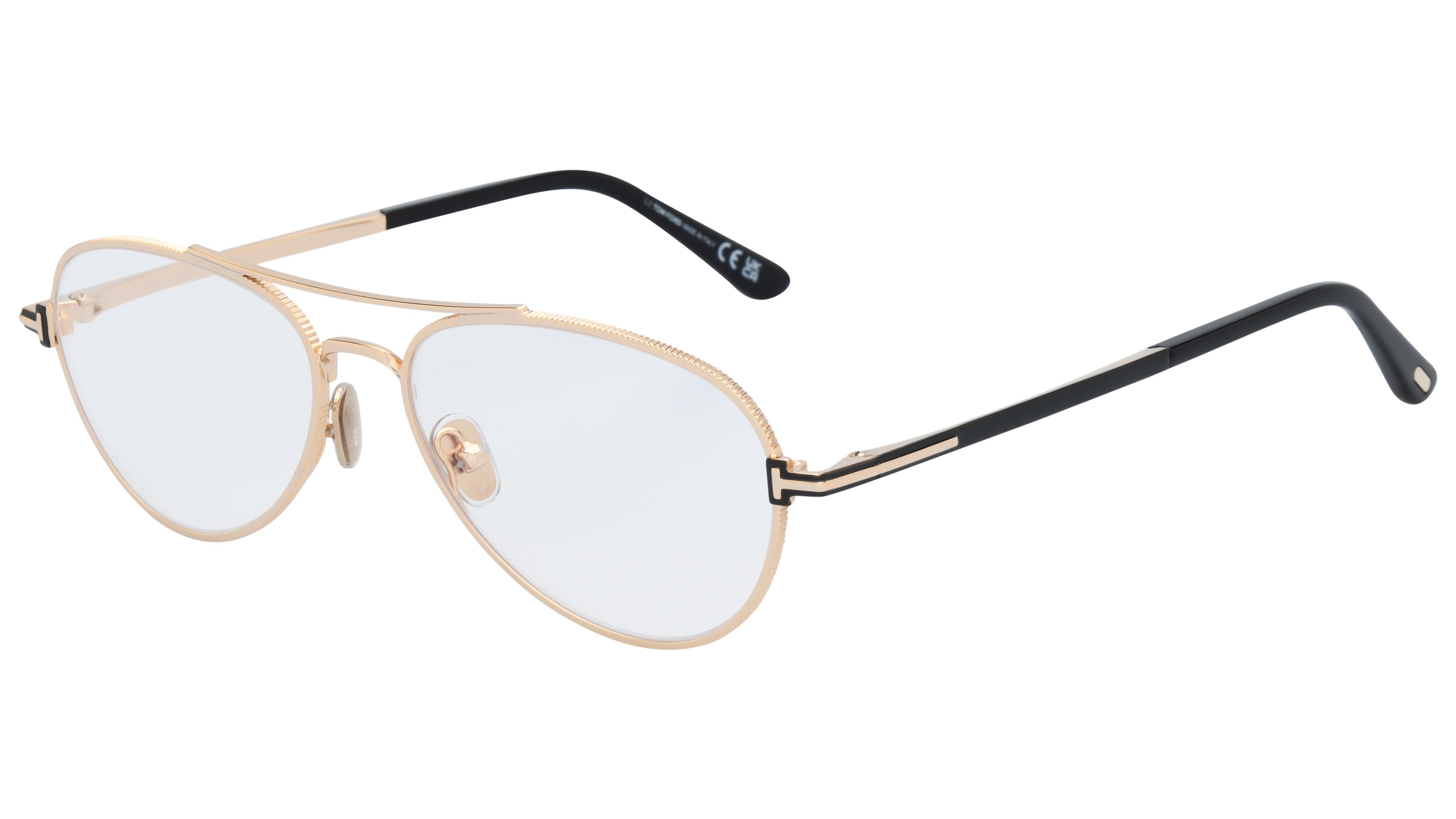 Lunettes de vue Tom Ford Homme Or Aviateur ft6128-b Trois-Quart