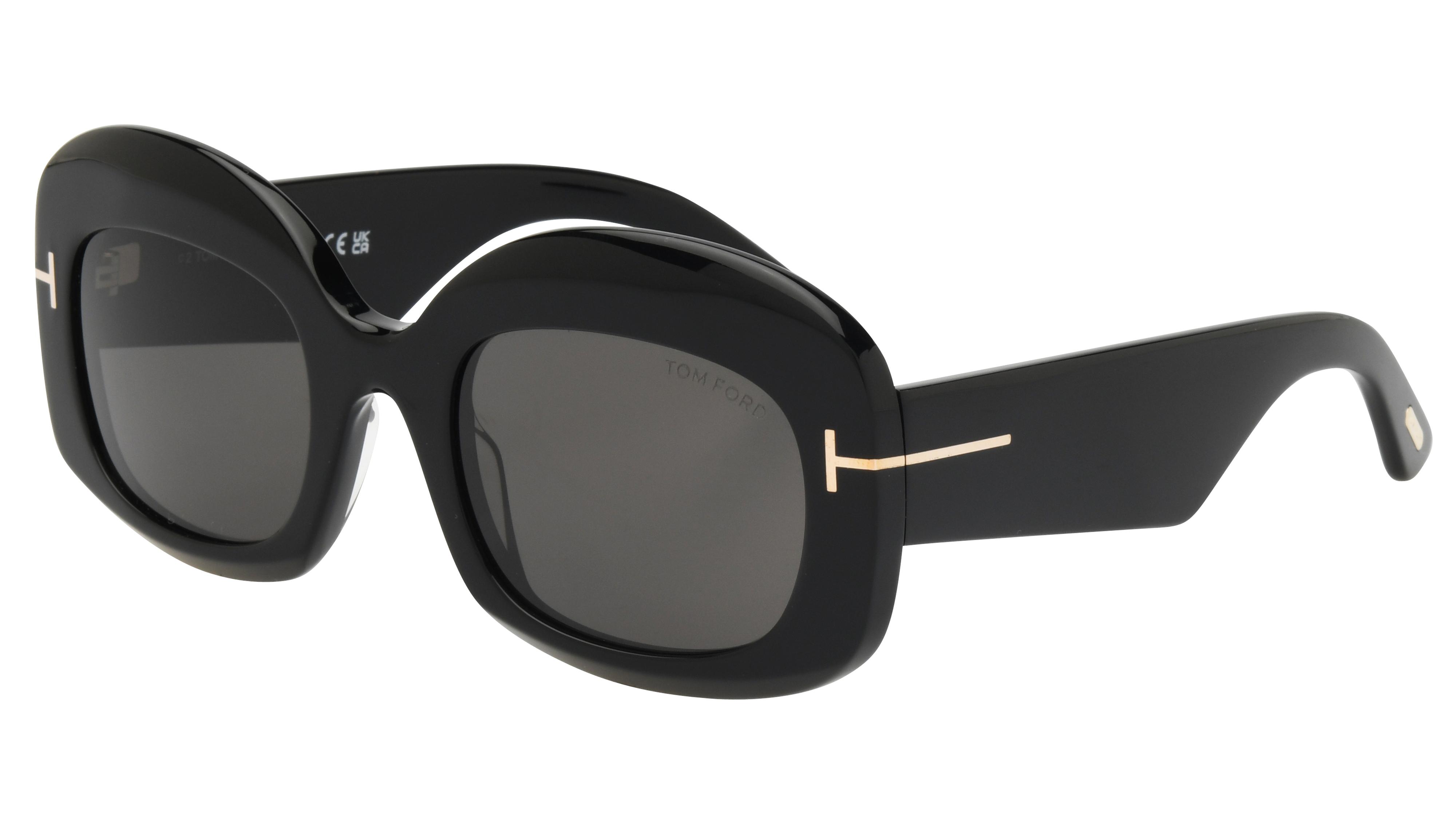 Lunettes de soleil Tom Ford Femme Noir Rectangle FT1219 Trois-Quart