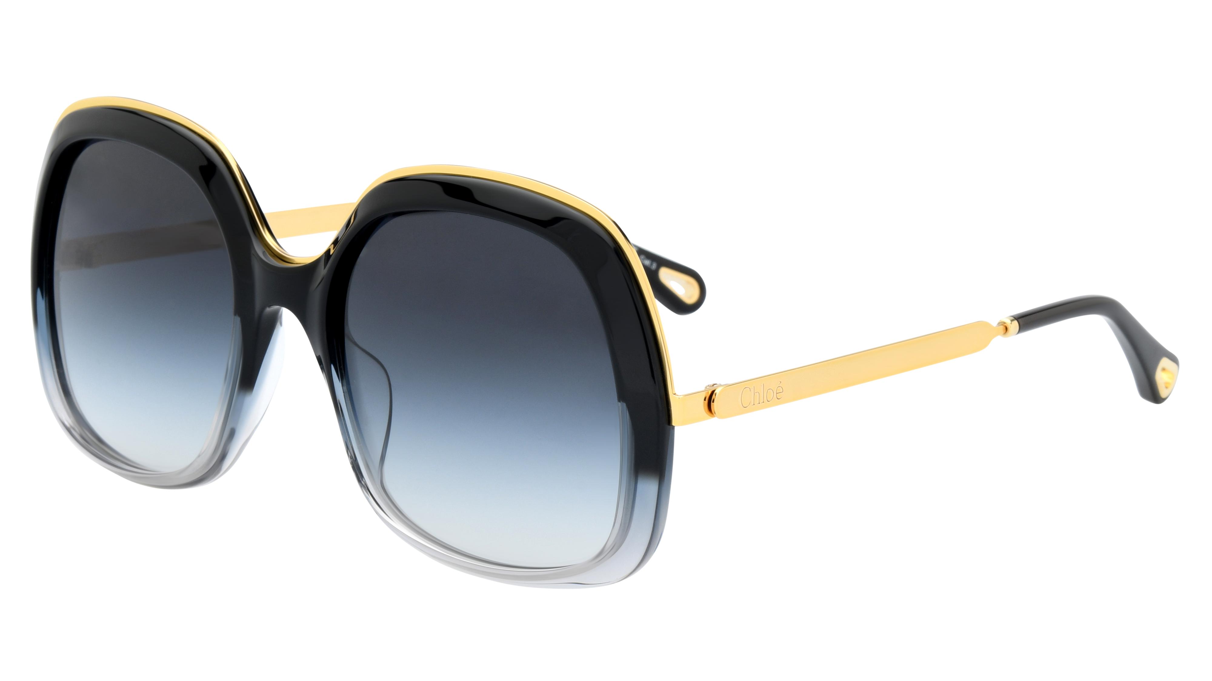 Lunettes de soleil Chloé Femme Or Rectangle CH0327S Trois-Quart