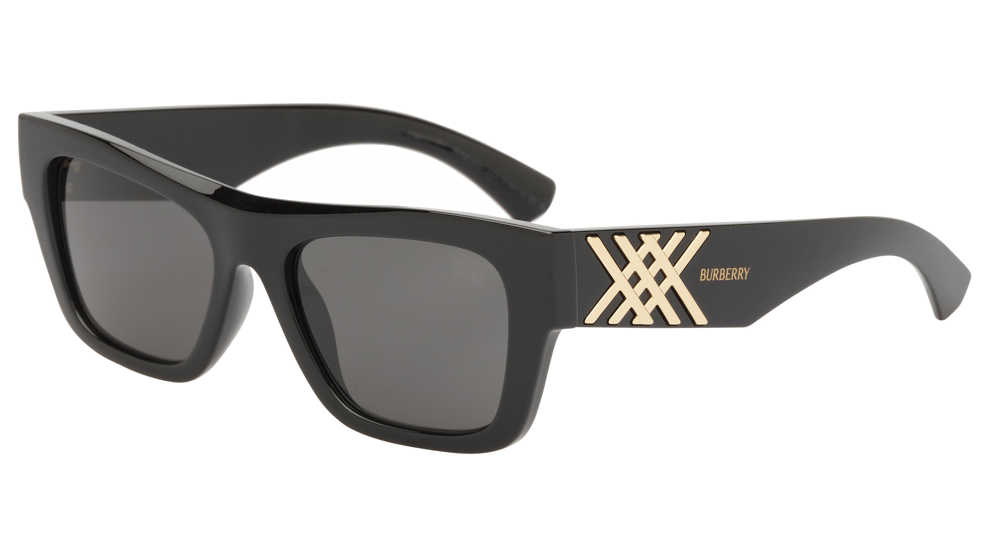 Lunettes de soleil Burberry Femme Noir Rectangle be4490u Trois-Quart