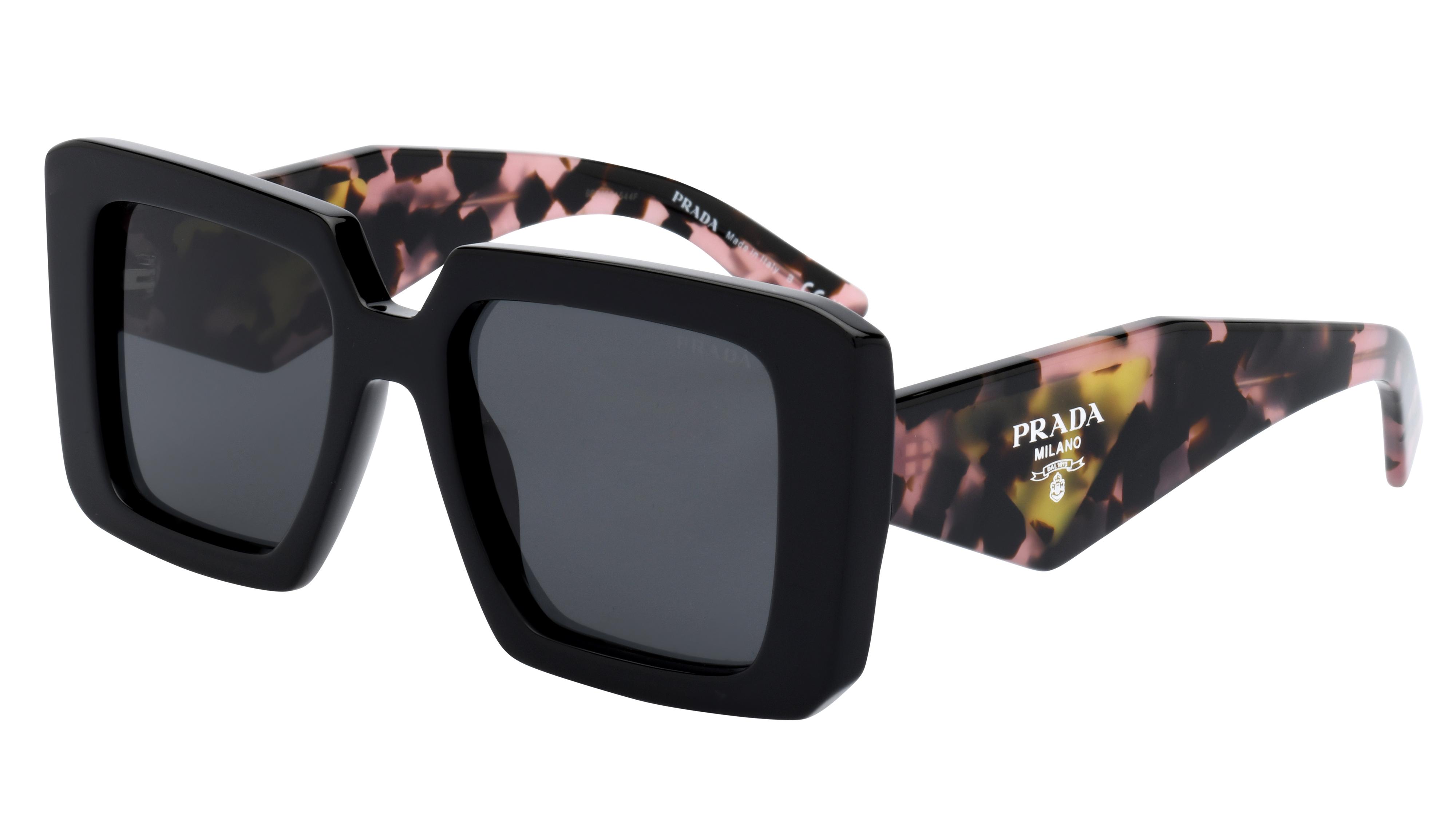 Lunettes de soleil Prada Pr23Ys 1Ab5S0 Noir Brillant Carré Krys