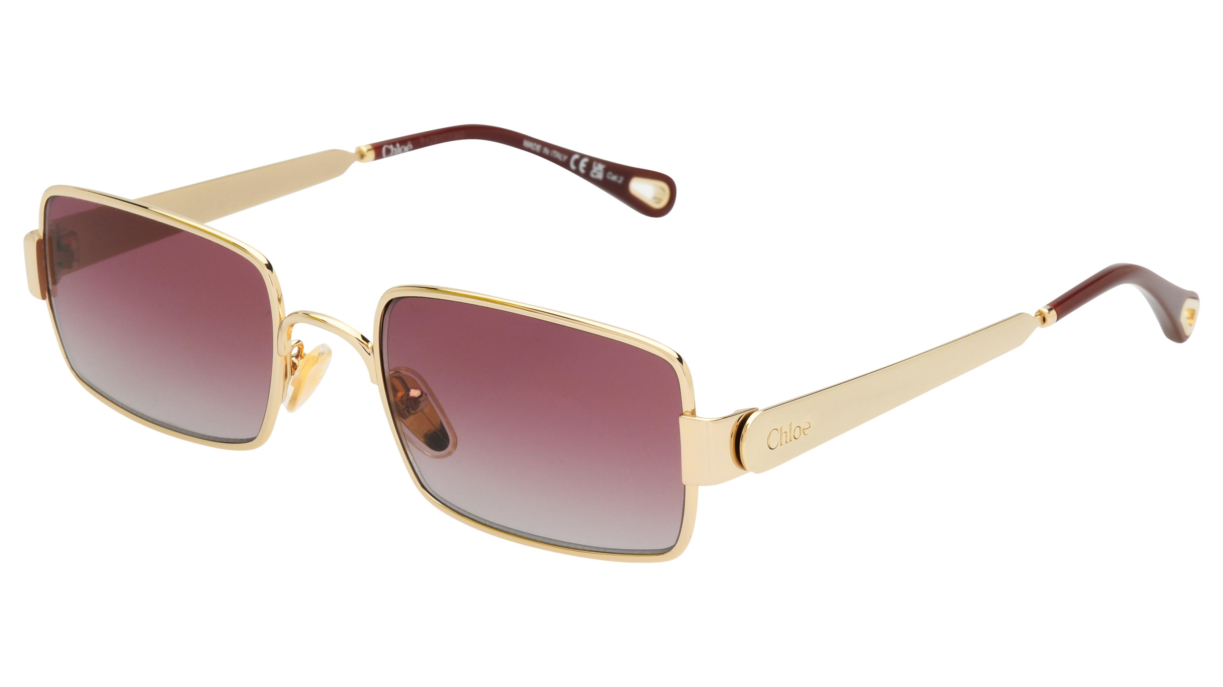 Lunettes de soleil Chloé Femme Or Rectangle ch0354s Trois-Quart