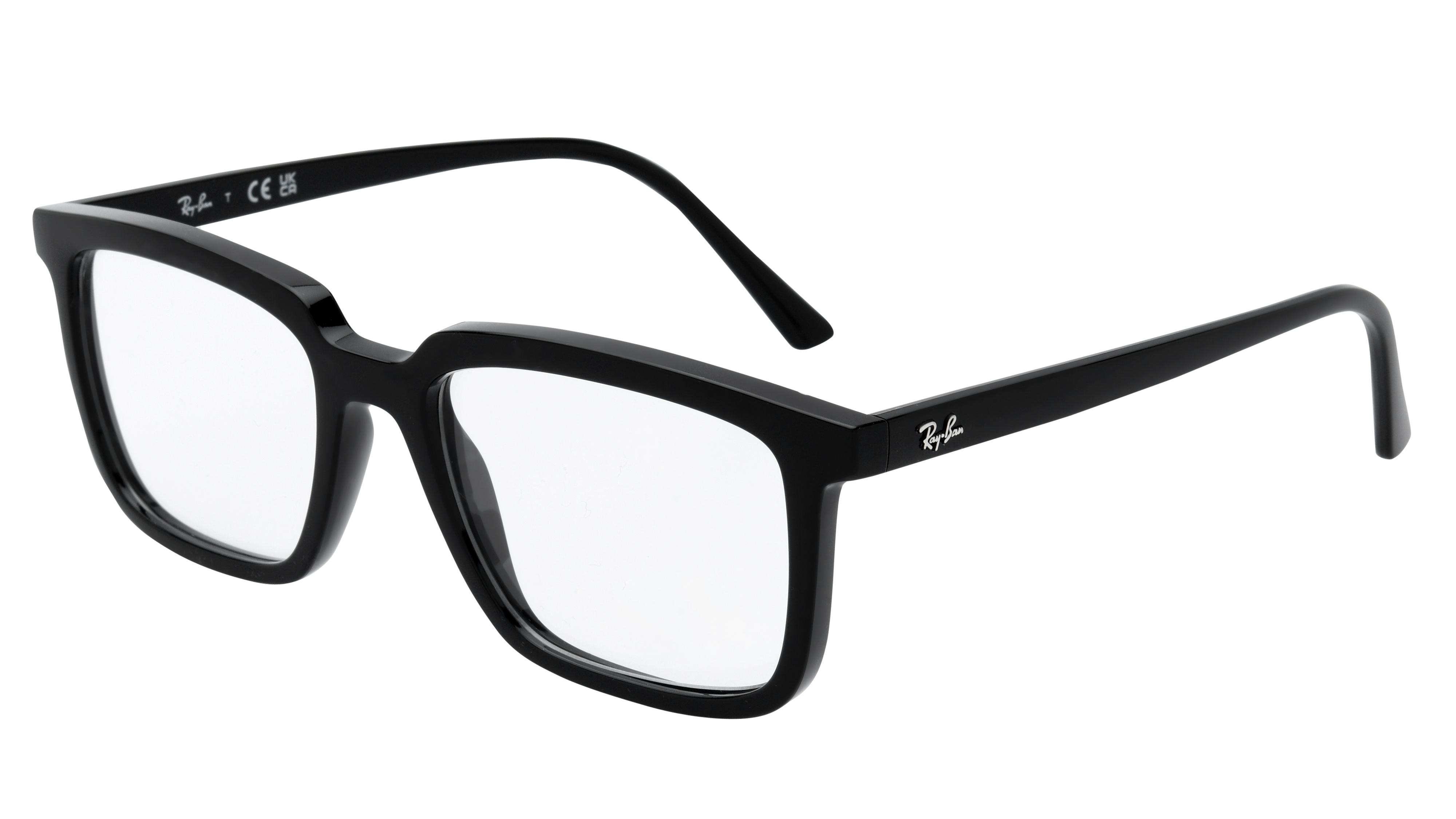 Lunettes de vue Ray-Ban Mixte Noir Rectangle Rx7239 Trois-Quart