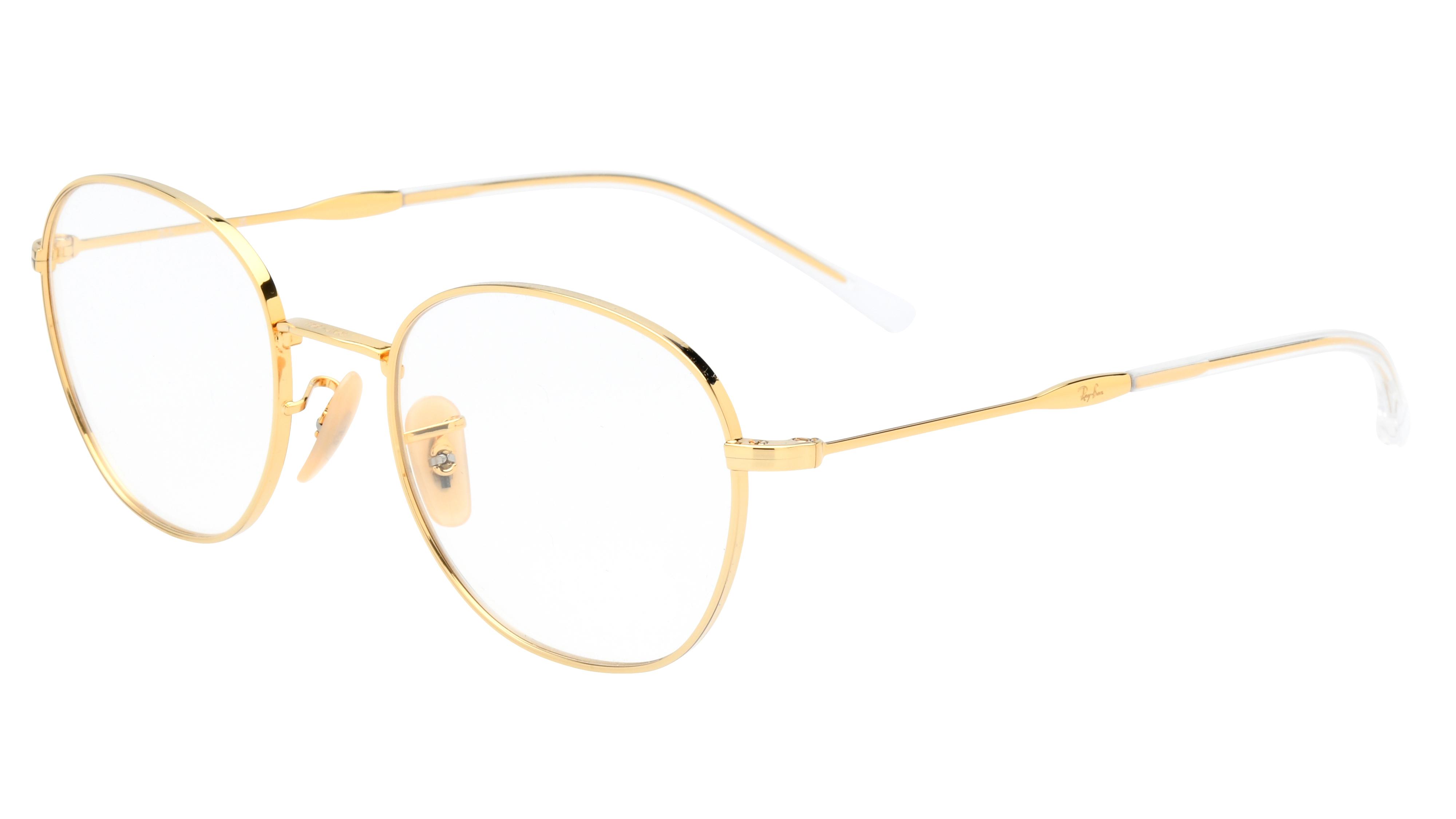 Lunettes de vue Ray-Ban Mixte Or Ronde Rx6509 Trois-Quart