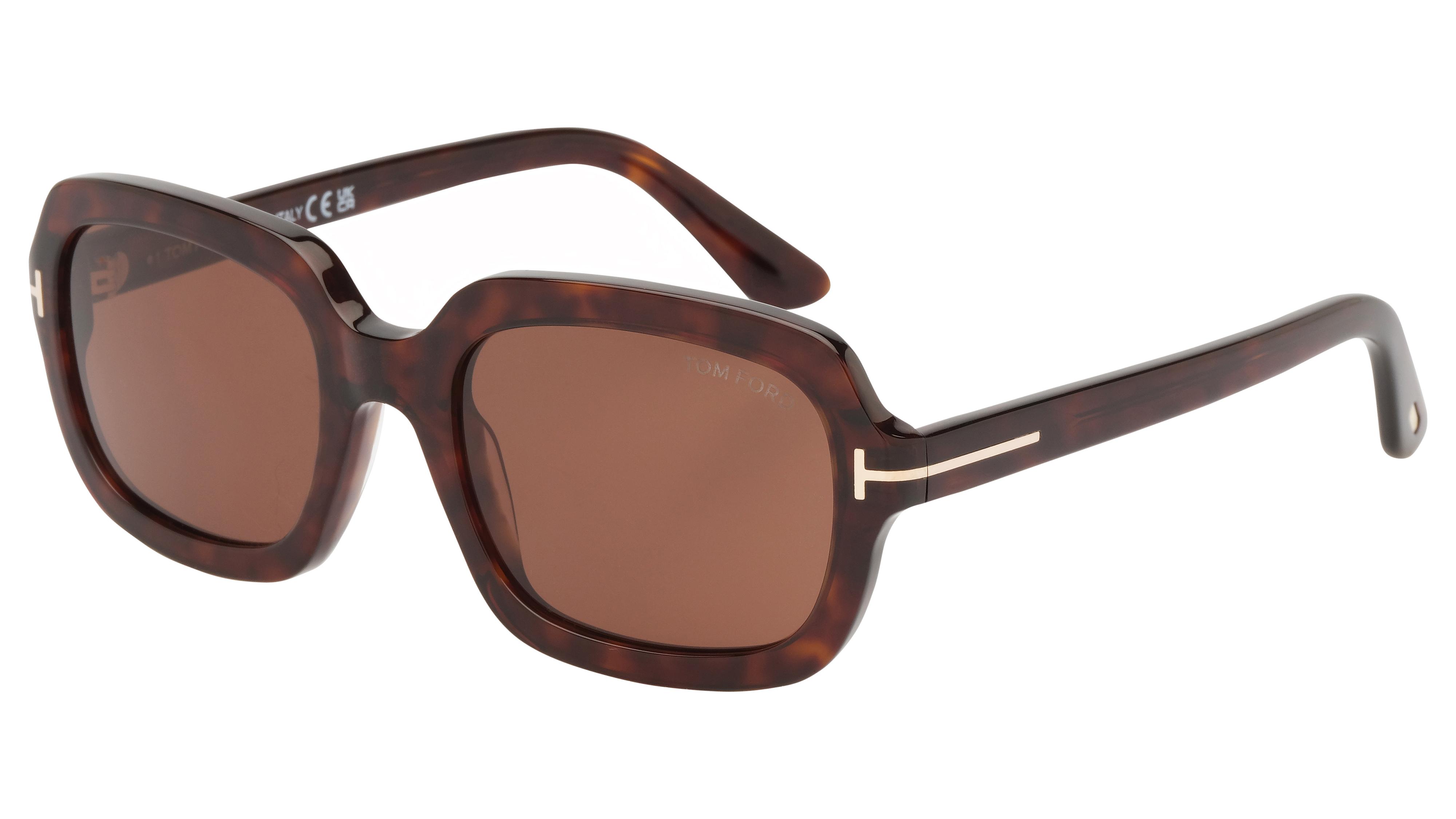 Lunettes de soleil Tom Ford Femme Écaille Rectangle Ft1342 Trois-Quart
