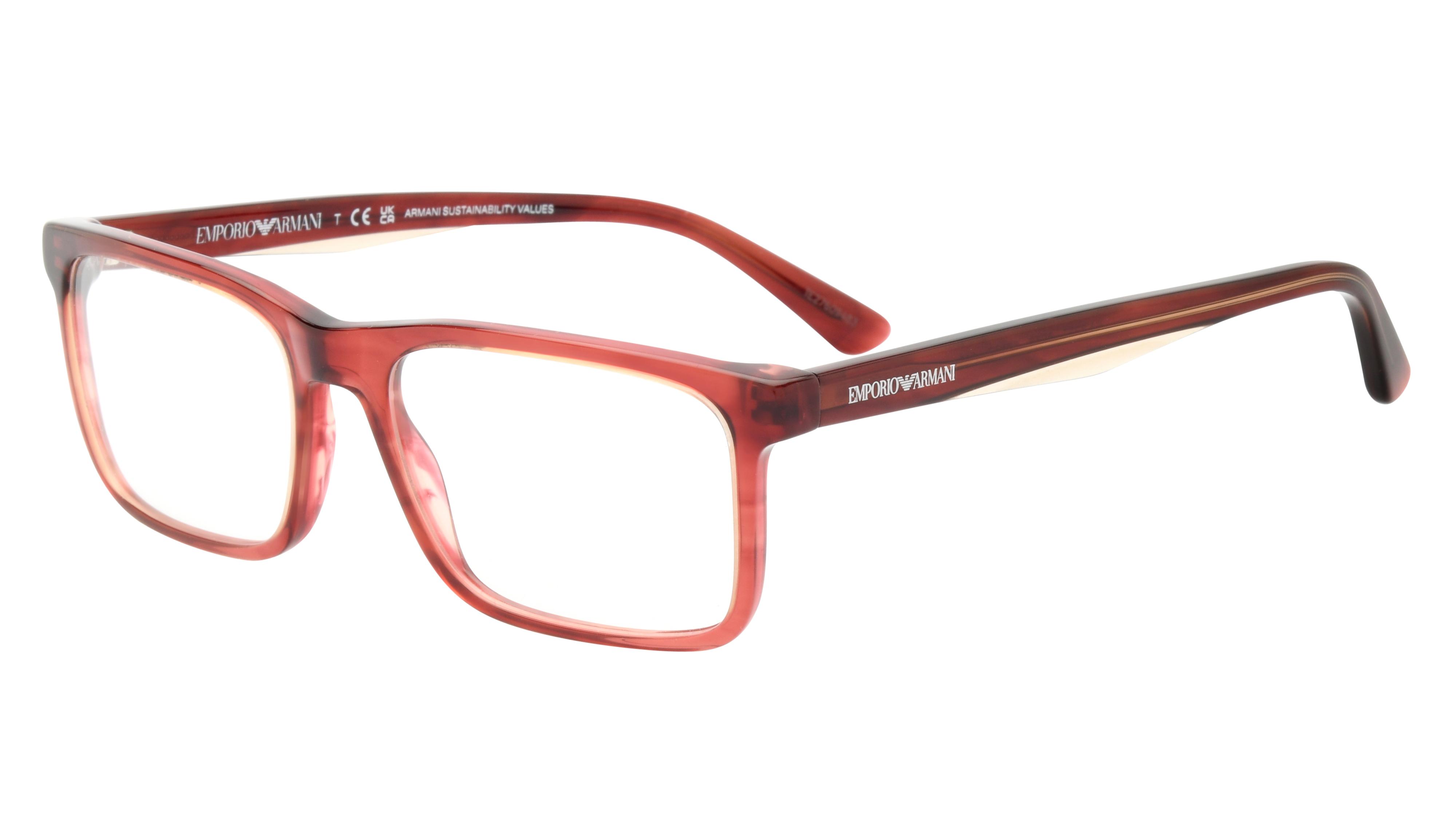 Lunettes de vue Emporio Armani Homme Rouge Rectangle EA3227 Trois-Quart