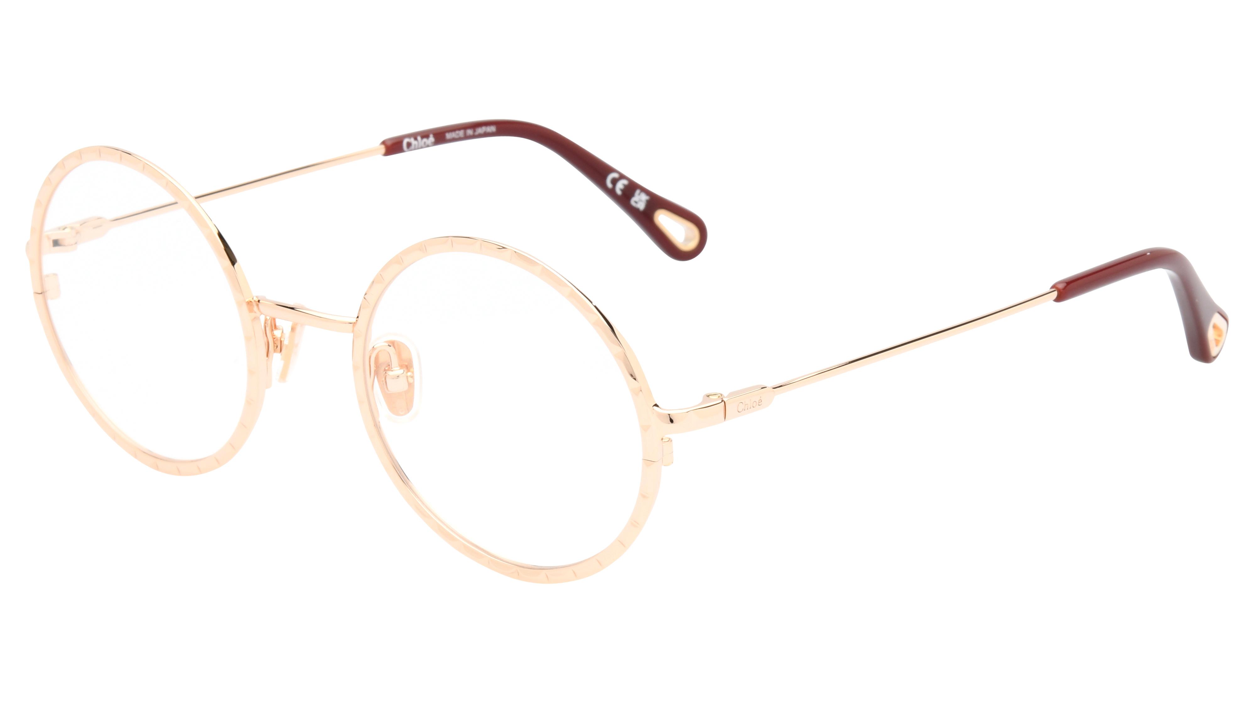 Lunettes de vue Chloé Femme Or Ronde Ch0232O Trois-Quart
