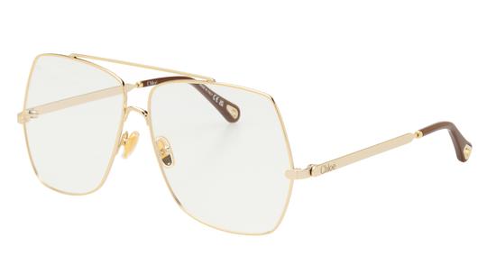 Lunettes de vue Chloé Femme Or Carré Ch0409O Trois-Quart