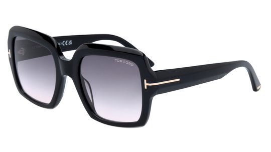 Lunettes de soleil Tom Ford Femme Noir Carré Ft1082 Trois-Quart