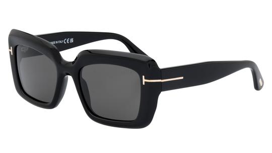 Lunettes de soleil Tom Ford Femme Noir Rectangle FT1318 Trois-Quart