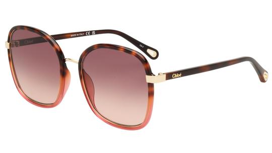 Lunettes de soleil Chloé Femme Rouge Rectangle CH0031S Trois-Quart