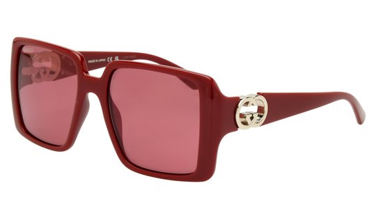 Lunettes de soleil Gucci Femme Rouge Carré Gg1692S Trois-Quart