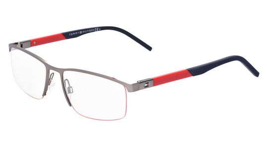 Lunettes de vue Tommy Hilfiger Homme Gris Rectangle Th1640 Trois-Quart