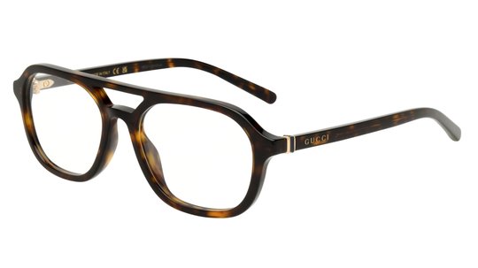 Lunettes de vue Gucci Homme Écaille Aviateur GG1673O Trois-Quart