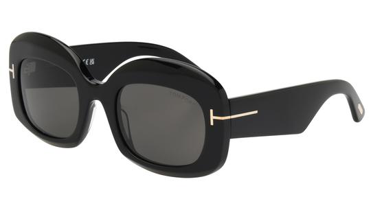 Lunettes de soleil Tom Ford Femme Noir Rectangle FT1219 Trois-Quart