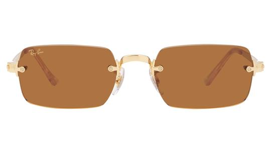 Lunettes de soleil Ray-Ban Mixte Or Rectangle RB3928 Face