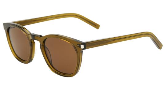 Lunettes de soleil Saint Laurent Mixte Marron Rectangle Sl28 Trois-Quart