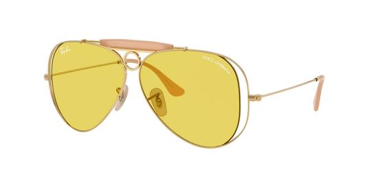 Lunettes de soleil Ray-Ban Mixte Or Aviateur Rb3138M Droite